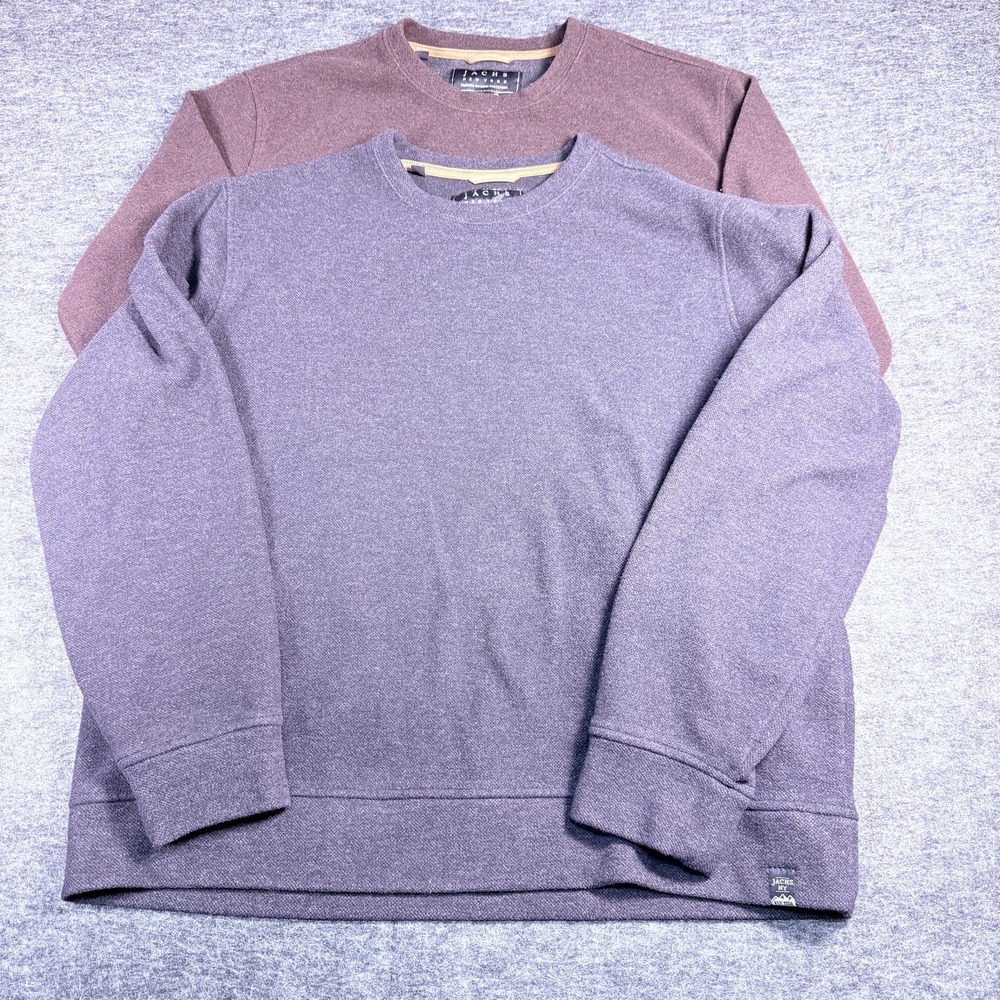 Jachs NY‎ Mens XL Crewneck Sweatshirt 2 Pack Charcoal Burgundy Fleece Pullover